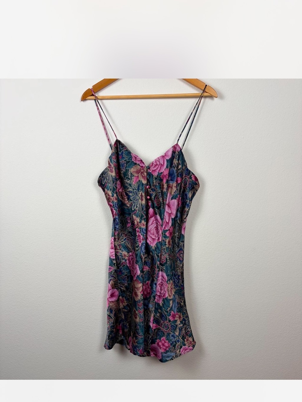 Vintage Victoria’s Secret Slip Dress in Pink and Teal - Women's Spaghetti Strap